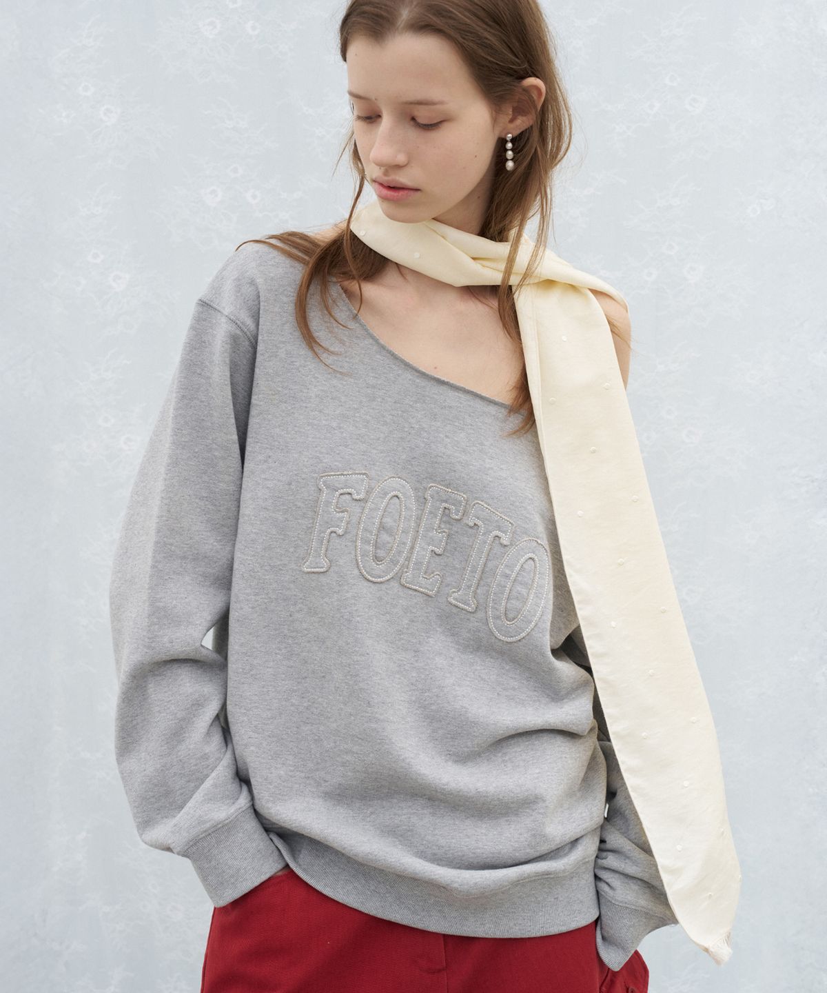 포에토(FOETO) Vintage cut off sweatshirt - grey
