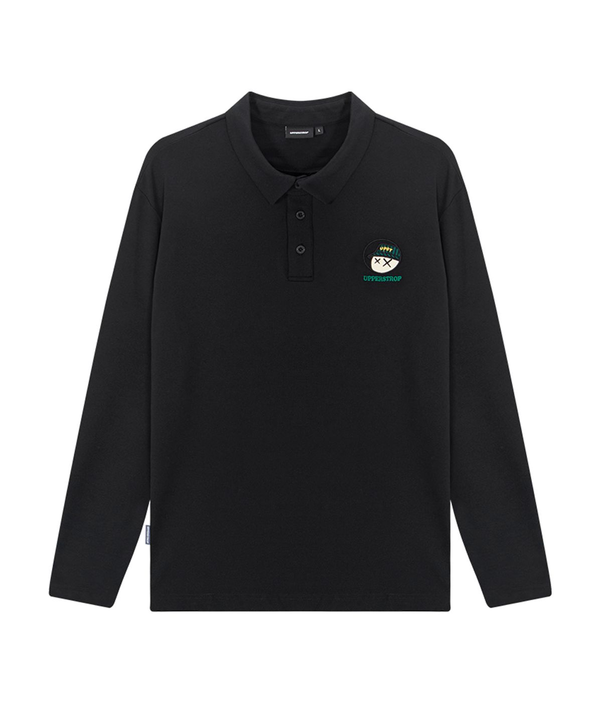 어퍼스트롭 골프(UPPERSTROP GOLF) [UMT26008-01] 남성 페더 아플리케 긴팔 카라 티셔츠 블랙