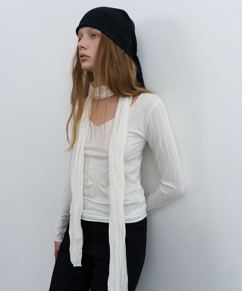 Index wrinkle top (scarf set) - ivory