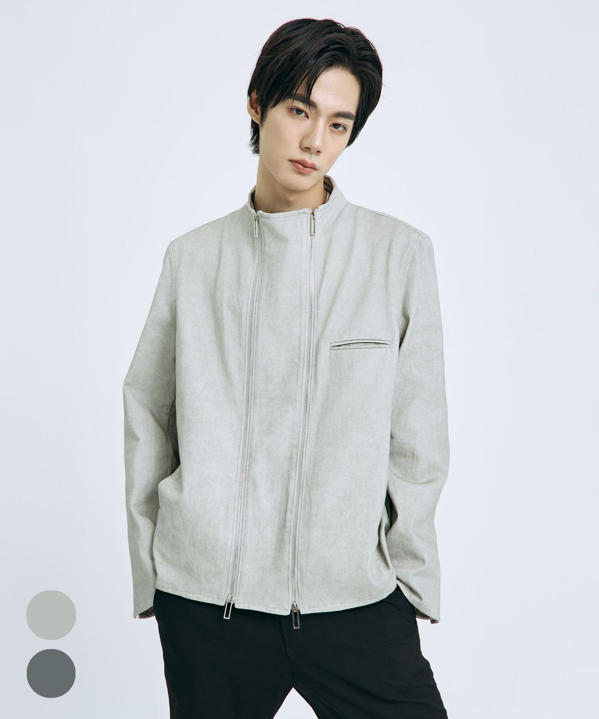 텐 패스트 세븐(TEN PAST SEVEN) 더블 지퍼 스탠드 넥 자켓 (2 Colors)