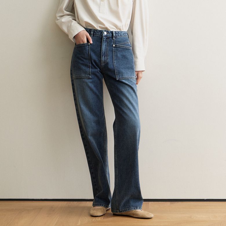 SOLENNE DENIM PANTS BLUE