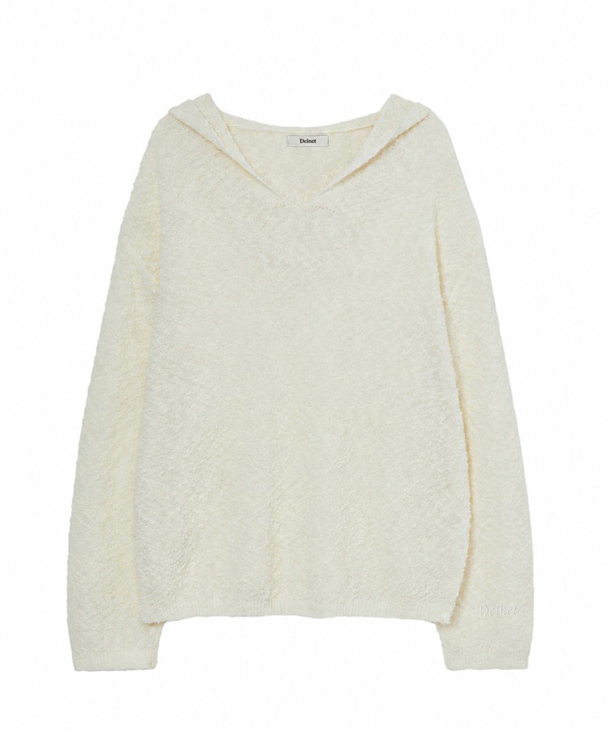 다이닛(DEINET) BOUCLE KNIT HOODIE IN CREAM