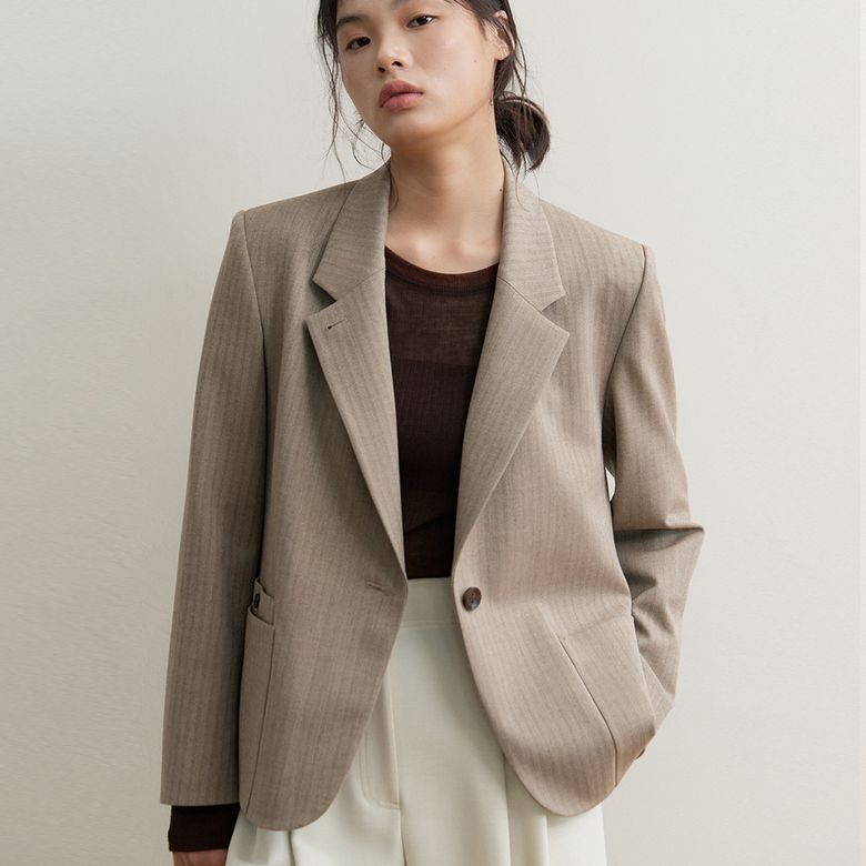 ELOISE JACKET HERRINGBONE BROWN