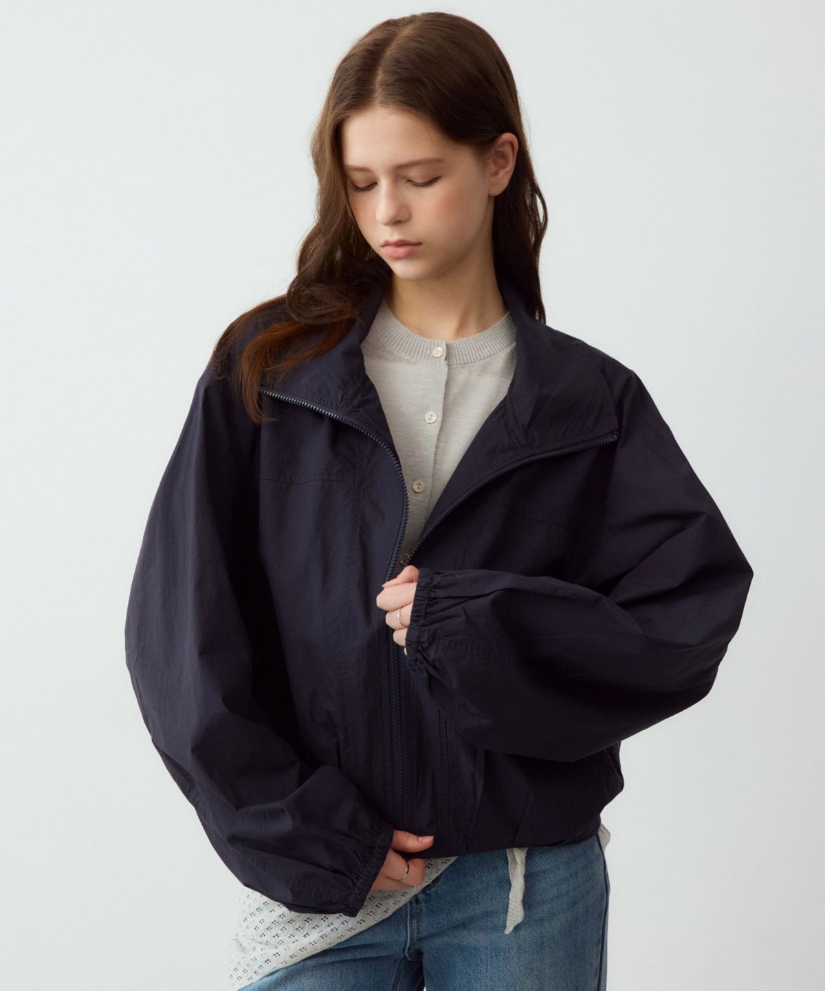 어다울(ADAUL) Label point pintuck blouson - navy