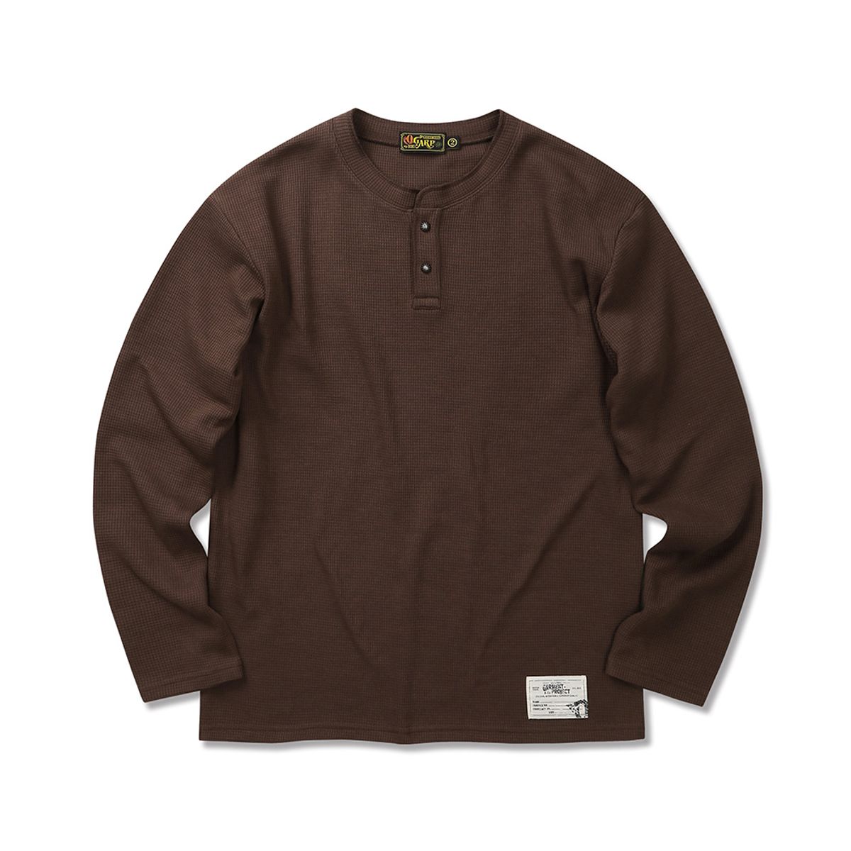 오가프(OGARP) Waffle Henley Neck Long Sleeve Brown