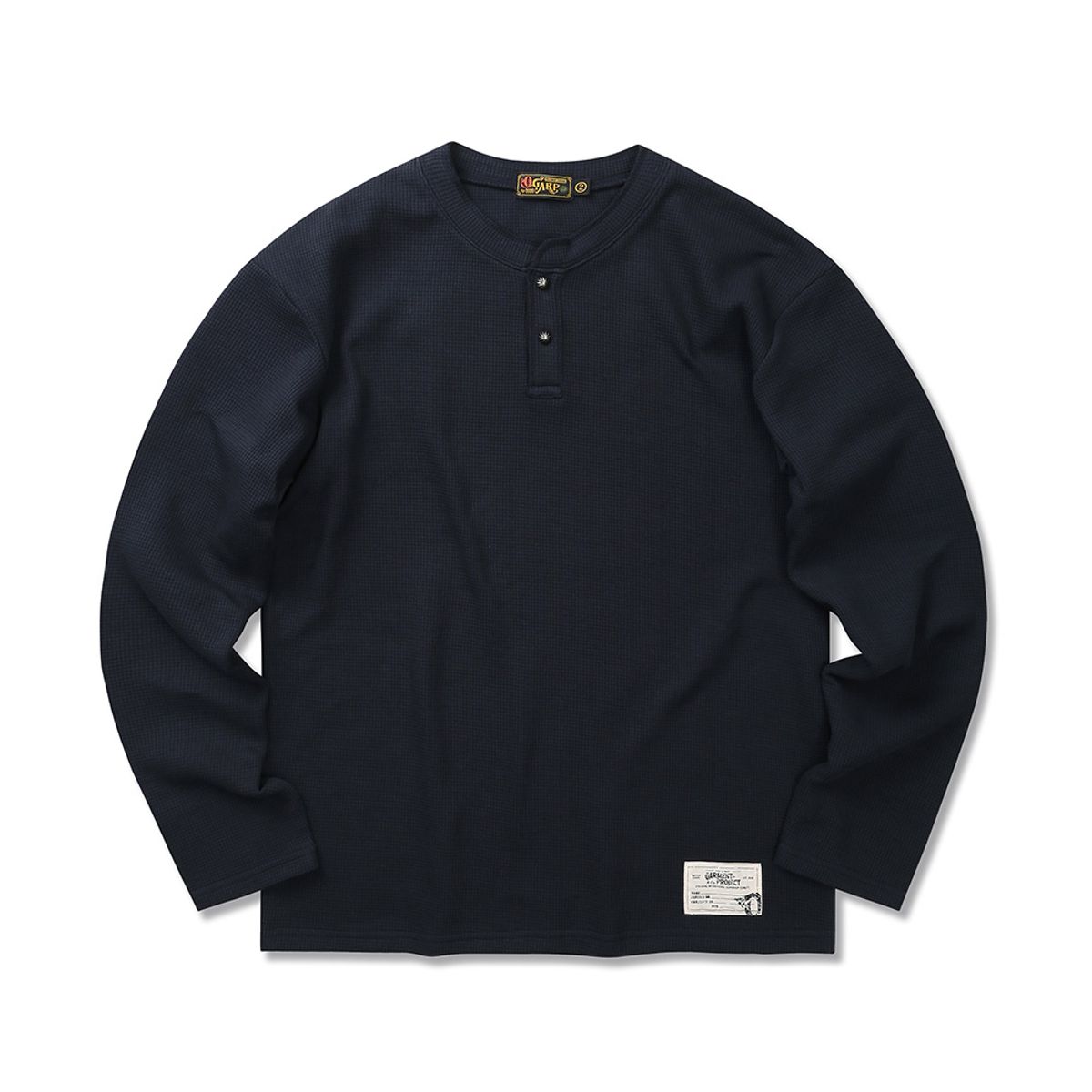 오가프(OGARP) Waffle Henley Neck Long Sleeve Navy