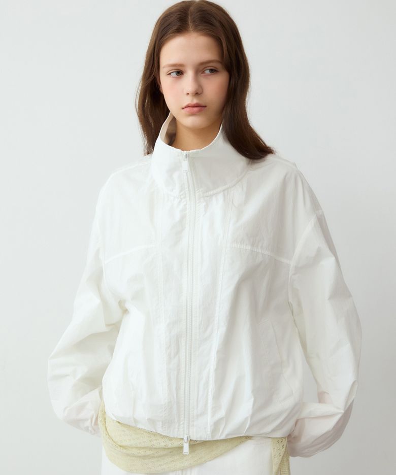 Label point pintuck blouson - ivory