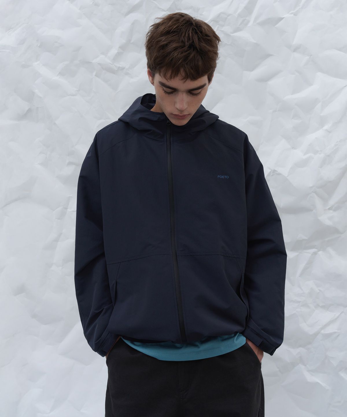 포에토(FOETO) Utility wind shell jacket - navy charcoal (MEN)