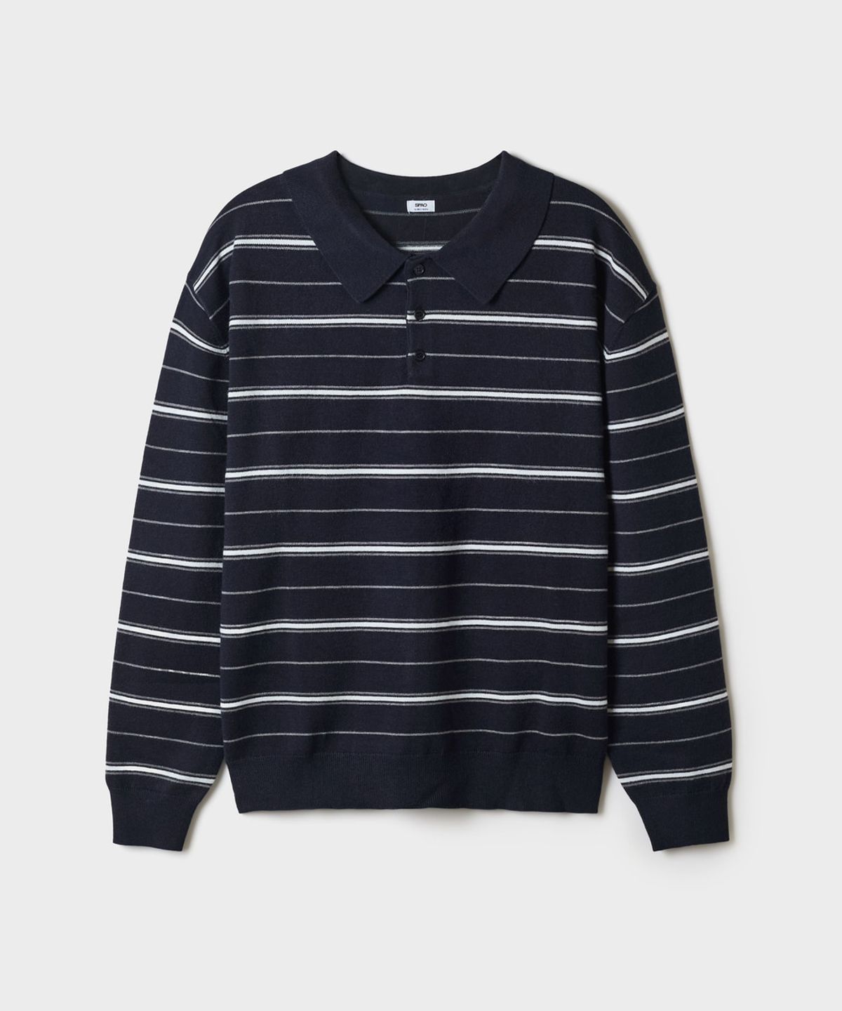 스파오(SPAO) [소프트얀] 칼라넥 스트라이프 니트_SPKWG49C02