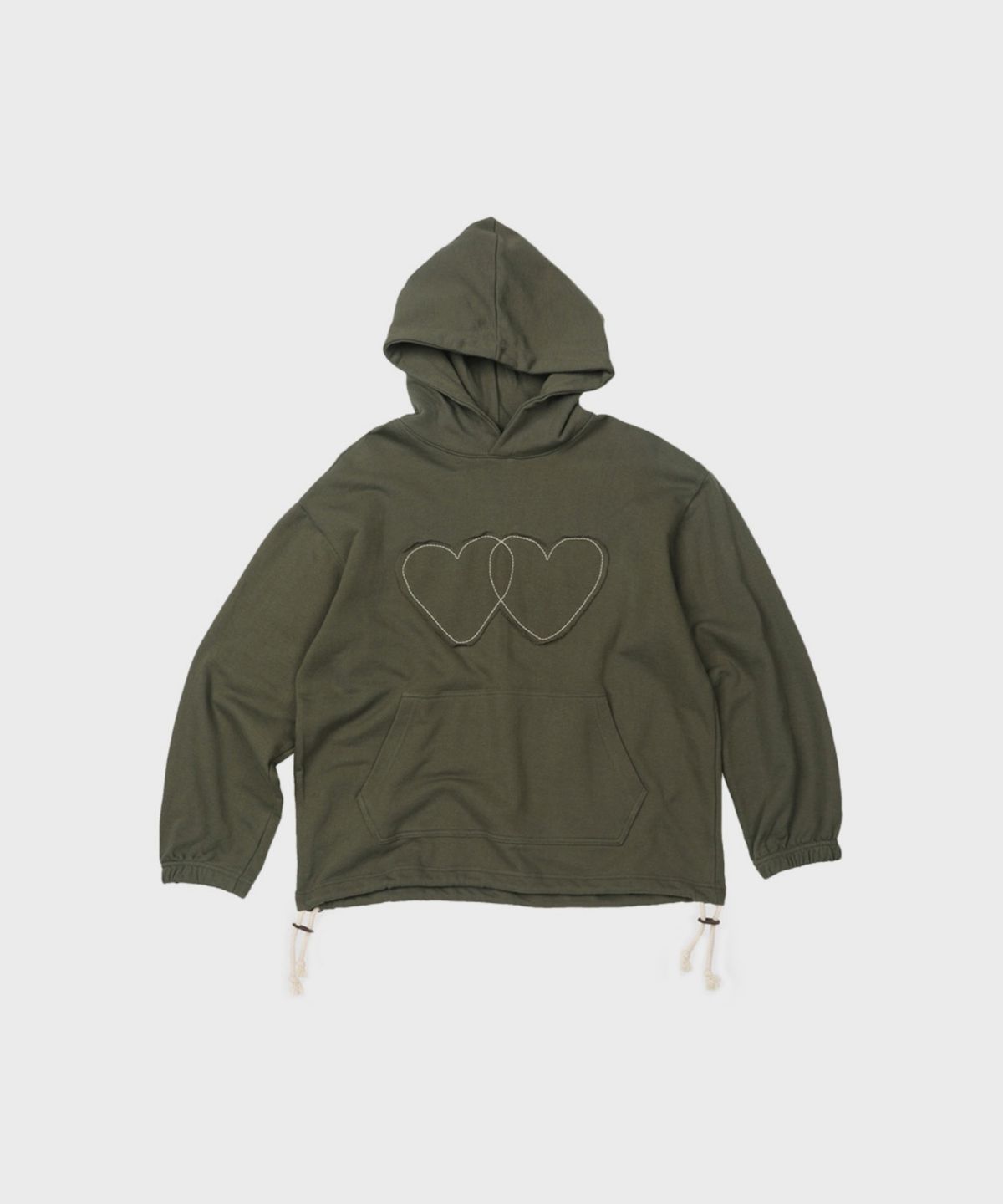 오울(OOOWL) APPLIQUE HOODIE HEART KHAKI