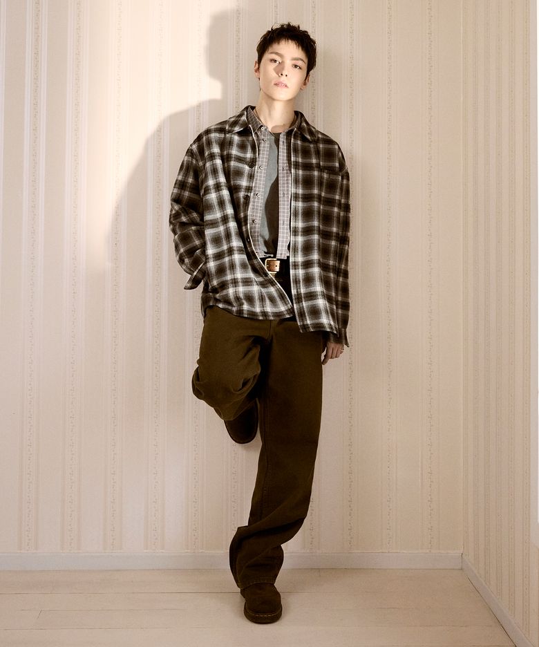 [버논 착용] M SEMI-WIDE DENIM PANTS olive