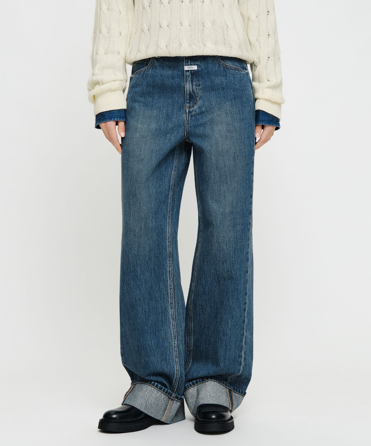 마리떼 프랑소와 저버(MARITHÉ + FRANҪOIS GIRBAUD) W SEMI-WIDE TURN UP DENIM PANTS blue