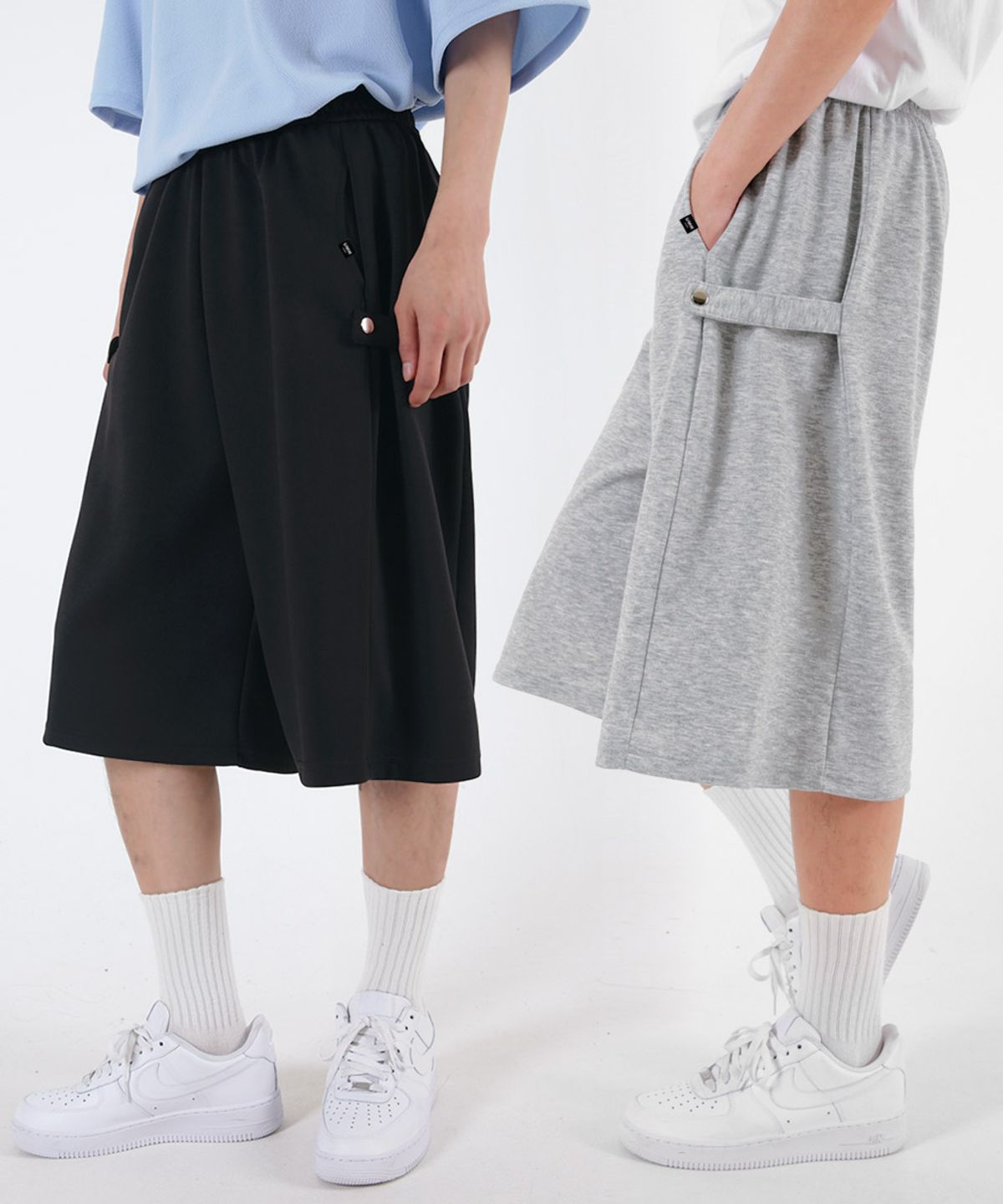 음(UMM) [2PACK] 사이드턱 스냅버튼 버뮤다반바지 2COLOR