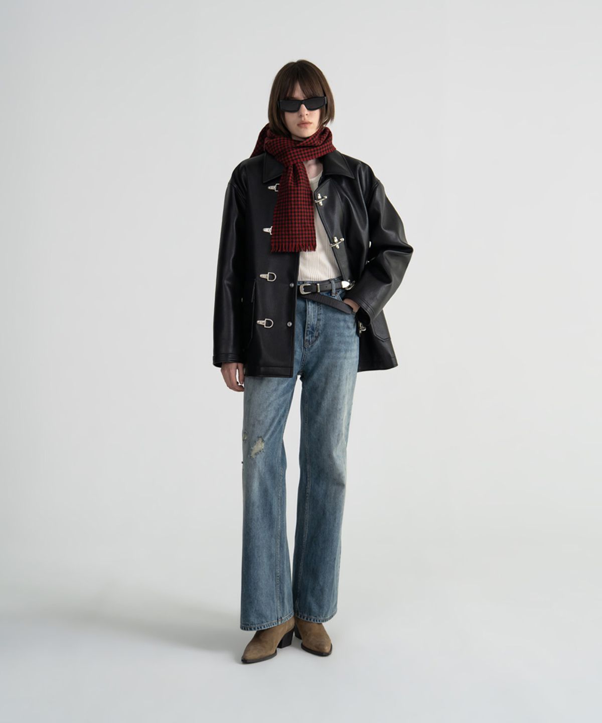 노이스(NOICE) W VINTAGE WASHED DESTROYED FLARED JEANS - BLUE
