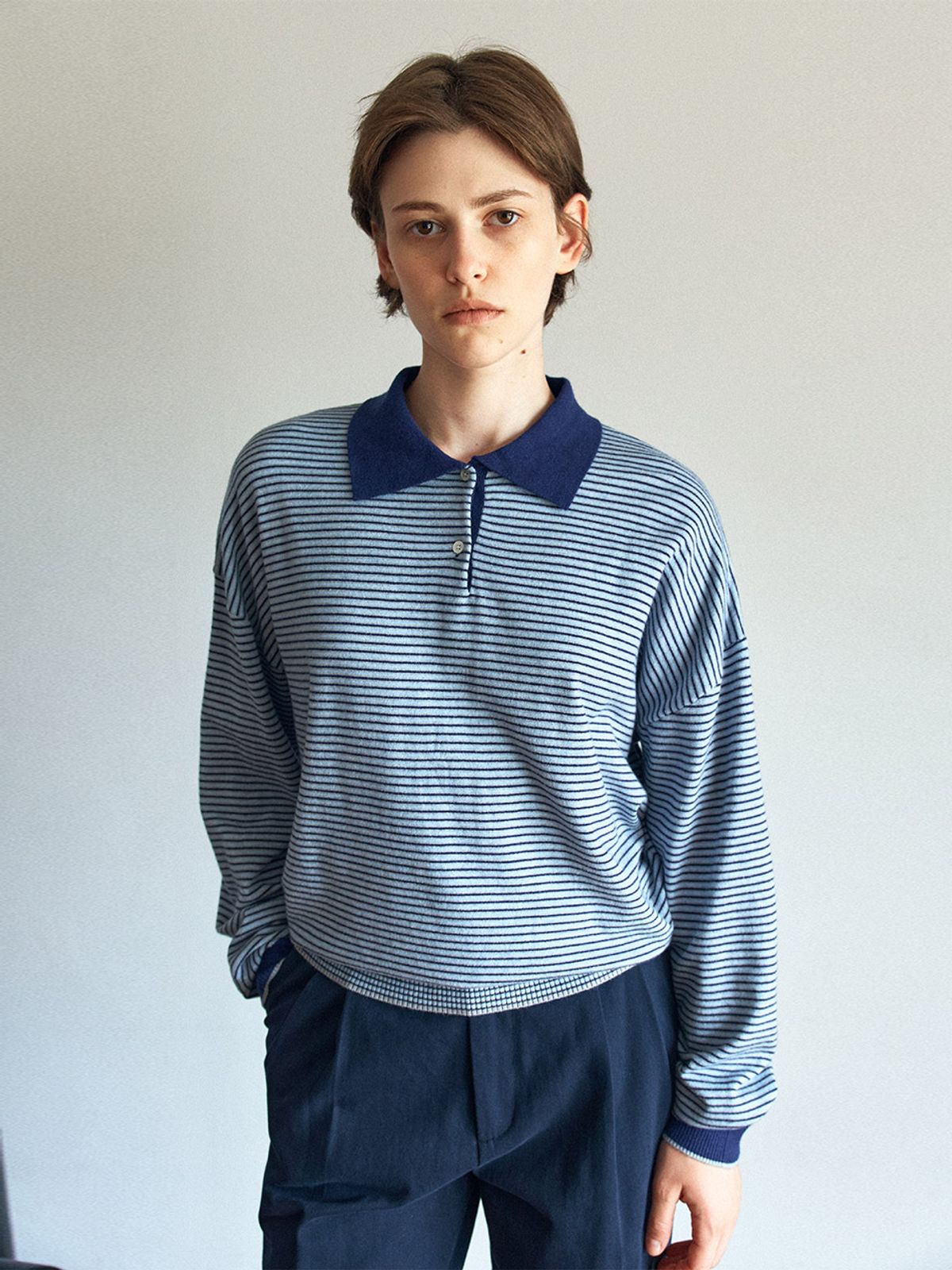 헌치(HUNCH) Stripe Collar Polo Knit (2color)