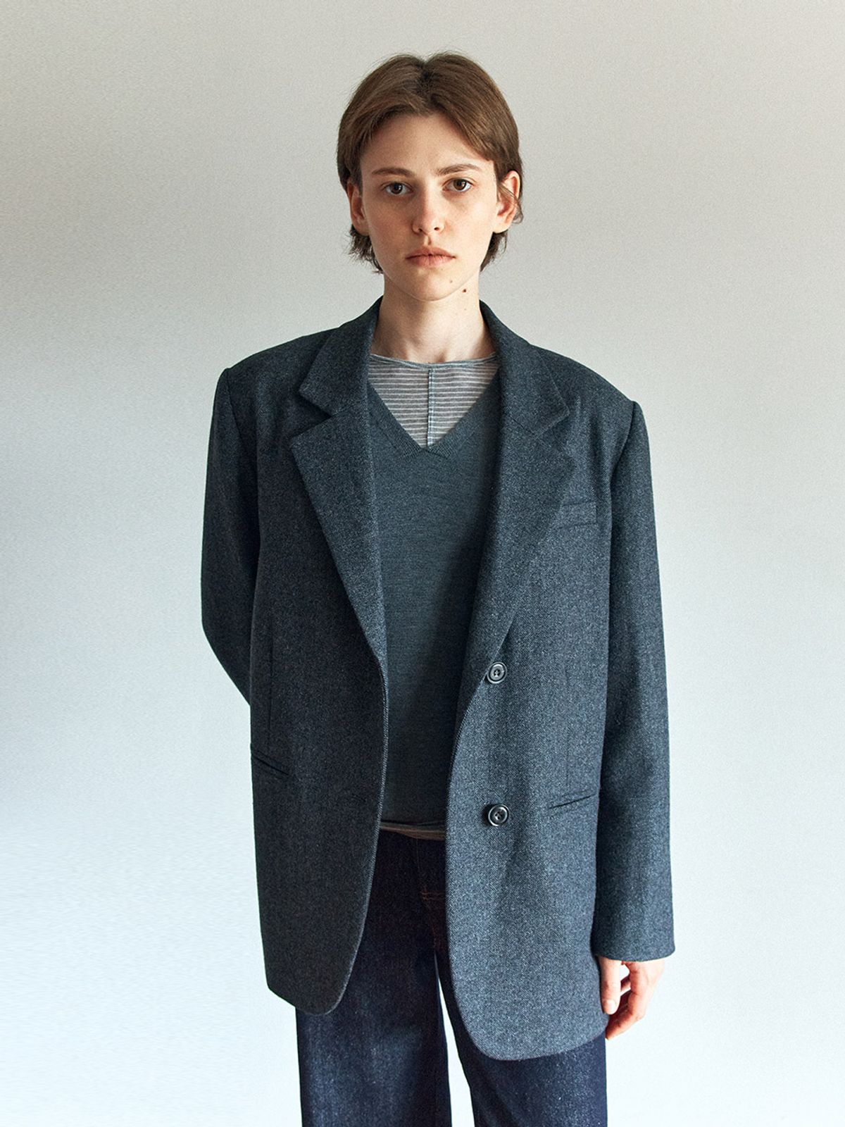 헌치(HUNCH) Oversized Herringbone Wool Jacket