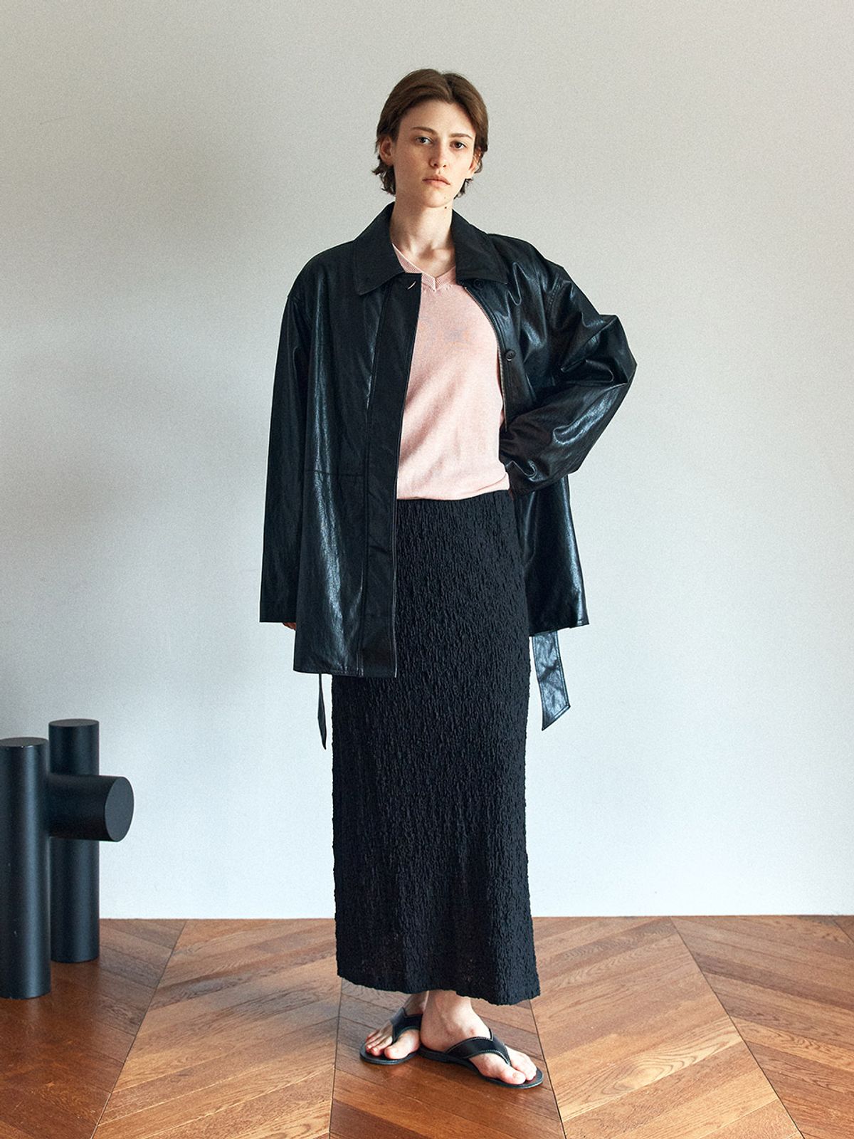 헌치(HUNCH) Crinkle Banding Maxi Skirt