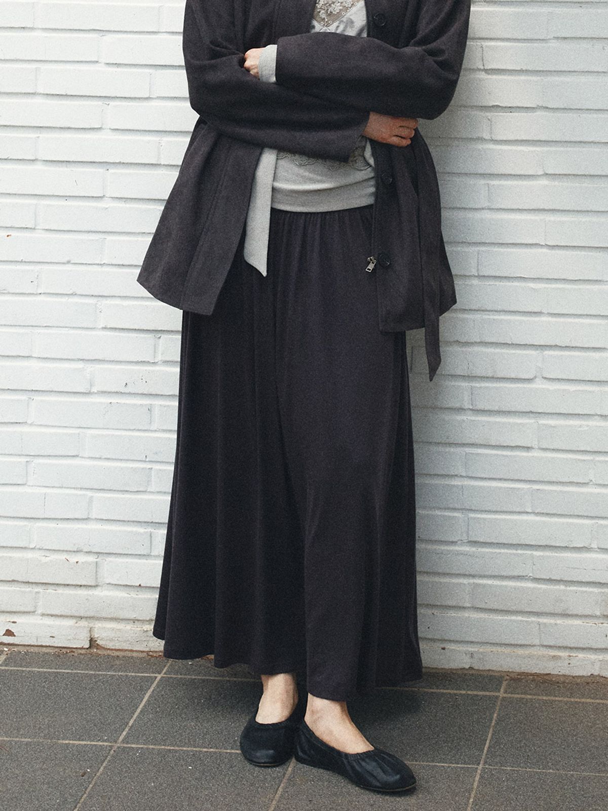 헌치(HUNCH) Fluid Jersey Long Skirt