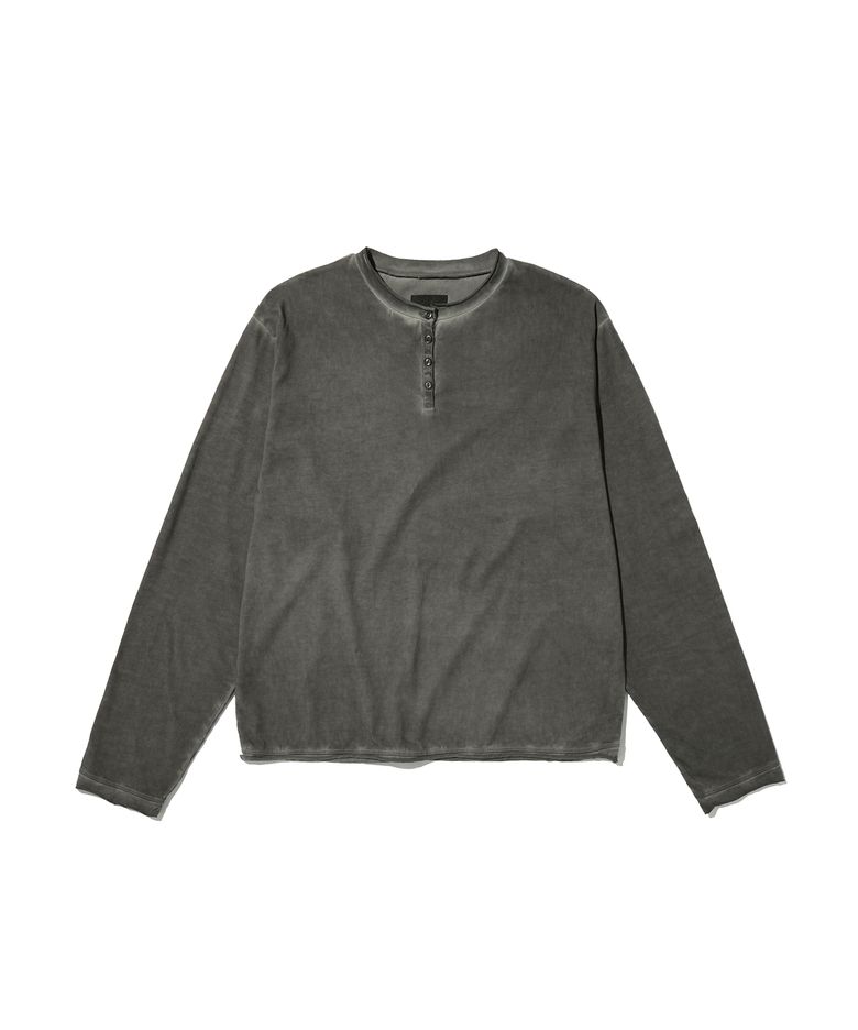 WASHED HENLEY NECK [CHARCOAL GRAY]