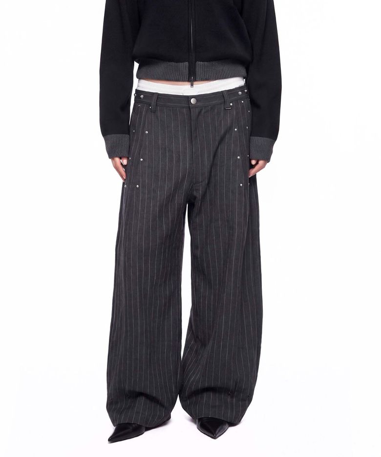 Viper V2 Pintuck Slacks - Charcoal stripe