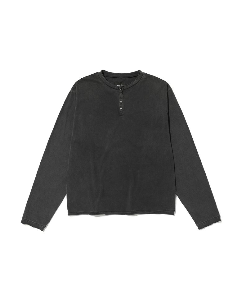 WASHED HENLEY NECK [WASHING BLACK]