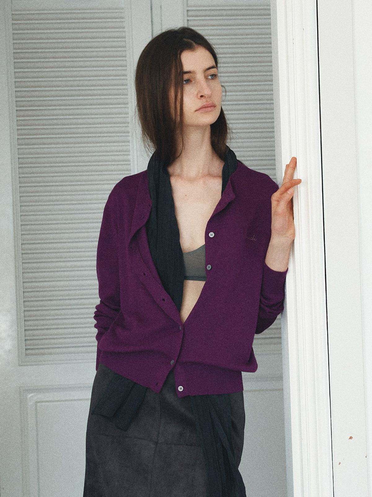 헌치(HUNCH) Basic Round-Neck Cardigan (4color)