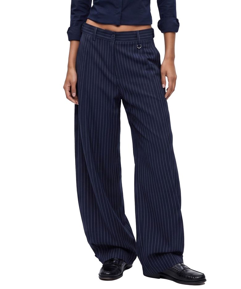 711 Spina Curved Fit Slacks - Navy stripe