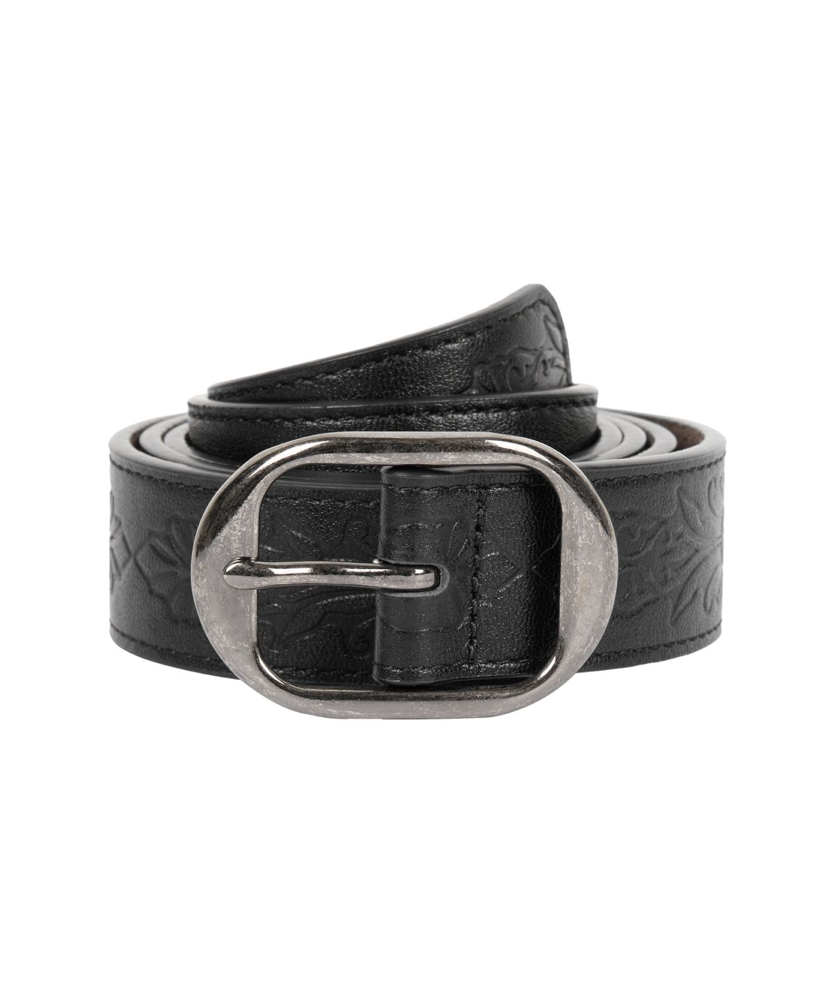 아캄(AAKAM) Western Carved Leather Belt (Black)