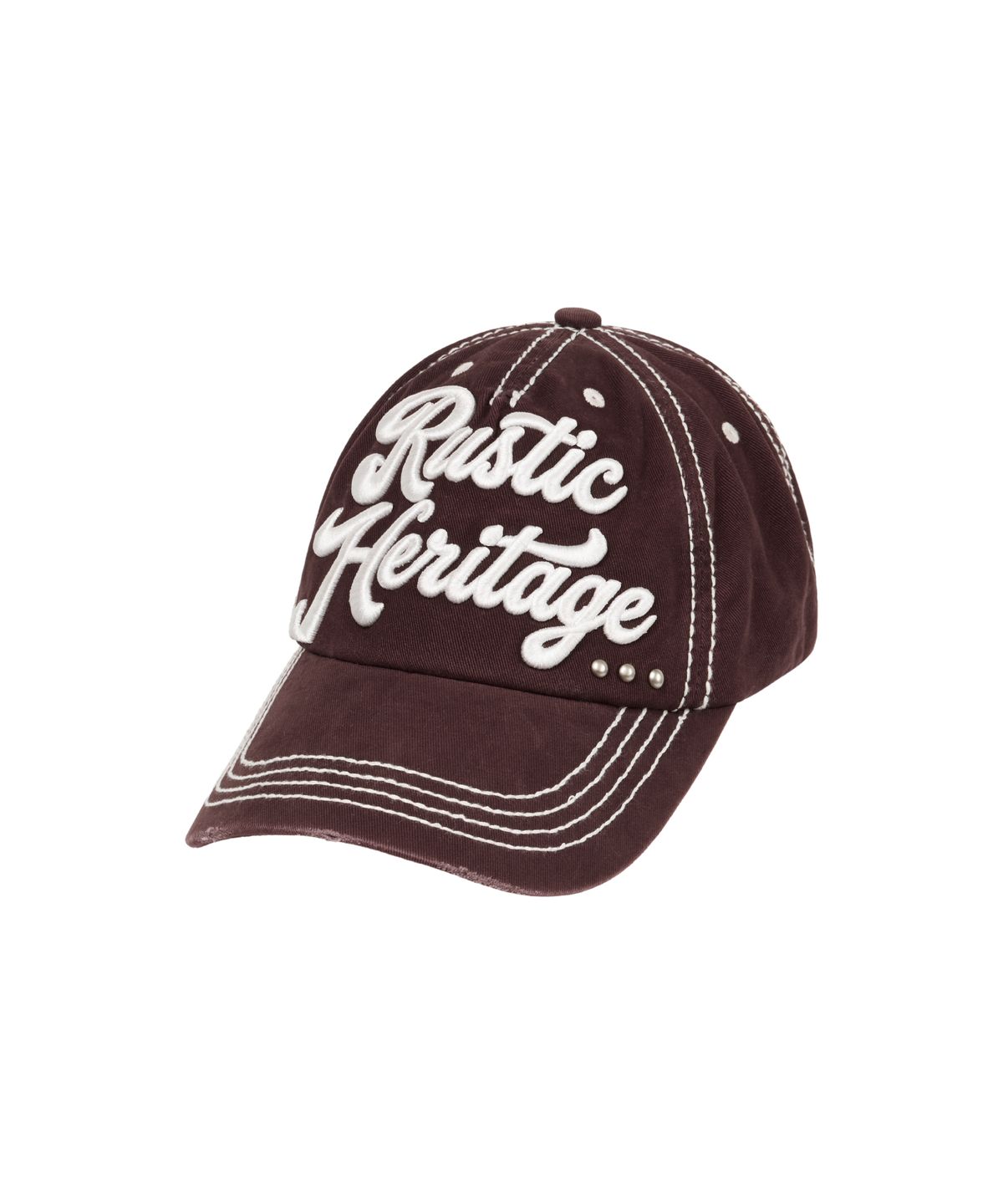 아캄(AAKAM) Rustic Stud Ball Cap (Burgundy)