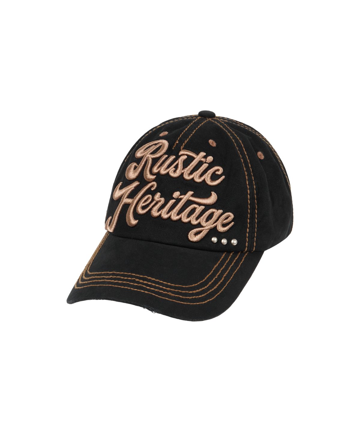 아캄(AAKAM) Rustic Stud Ball Cap (Black)