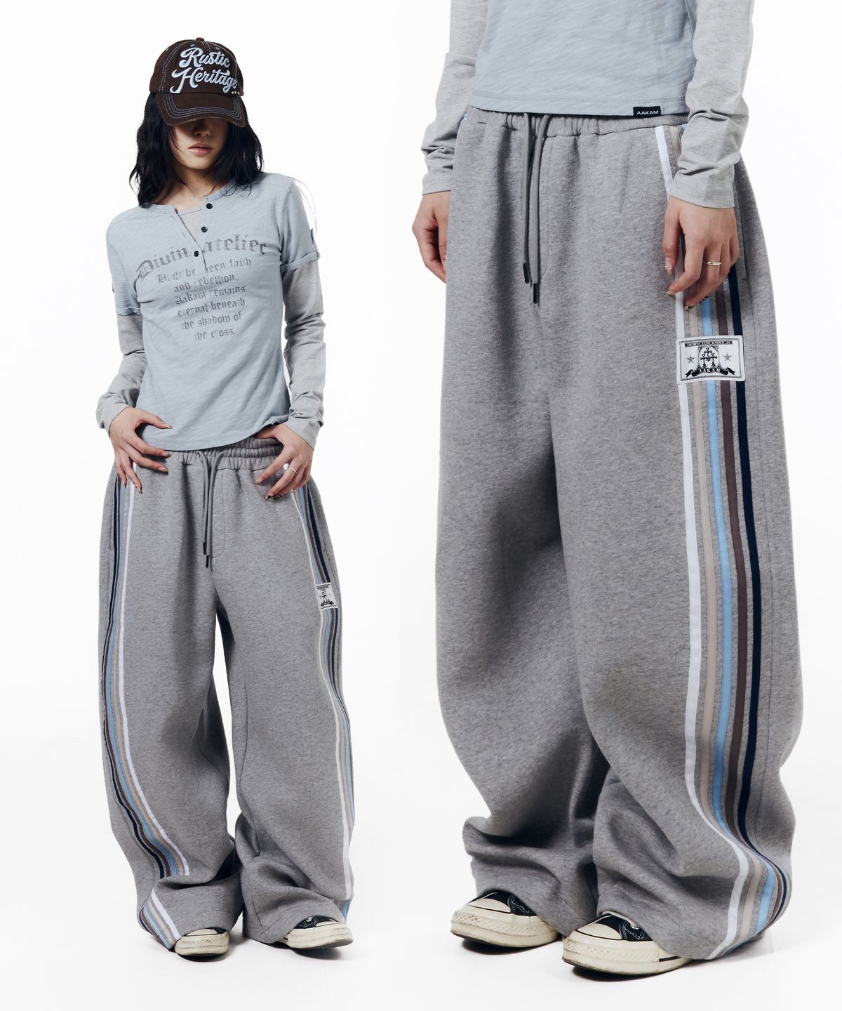 아캄(AAKAM) Line Taped Track Pants (Gray)