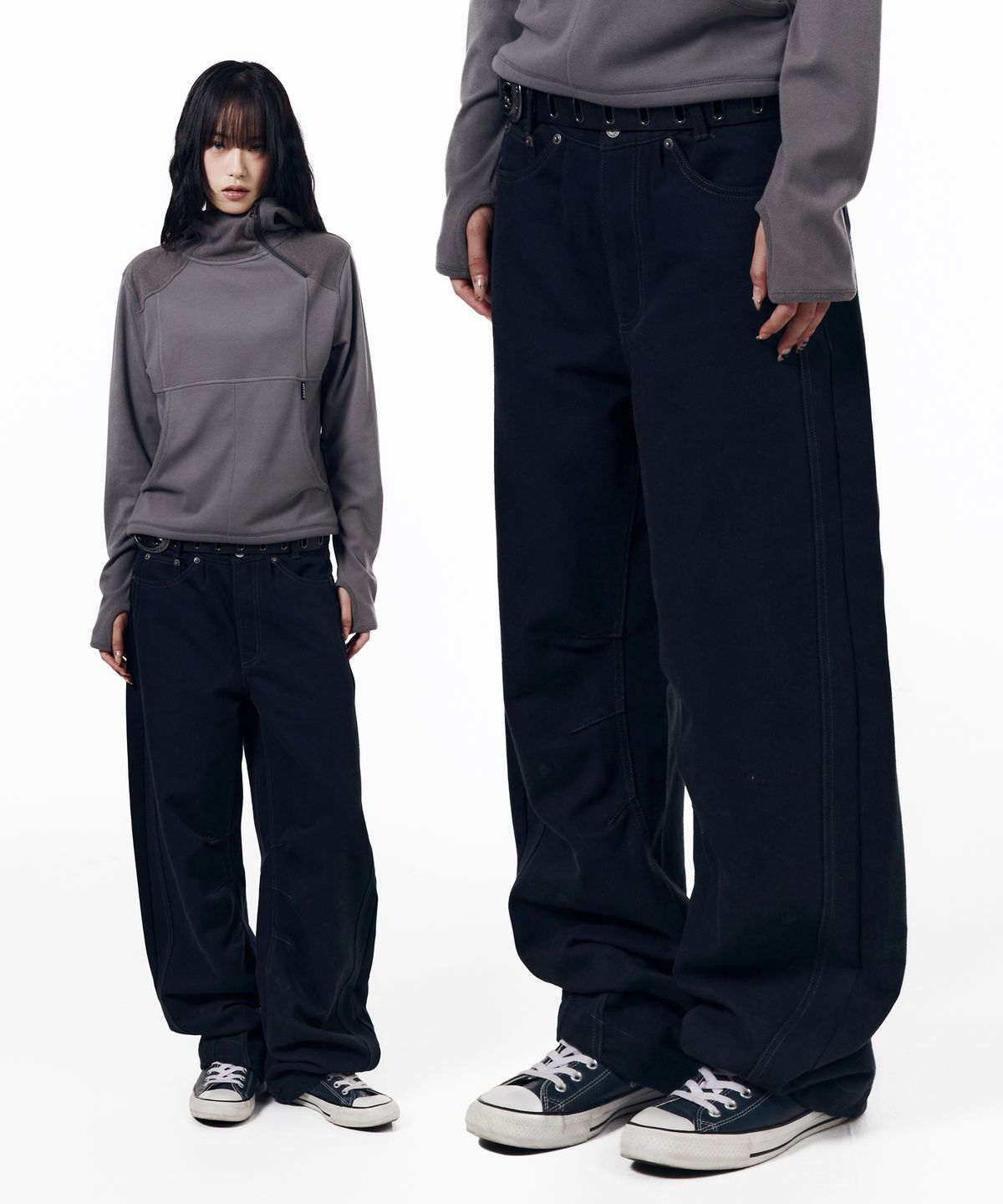 아캄(AAKAM) KPT Semi Wide Denim Pants (Black)