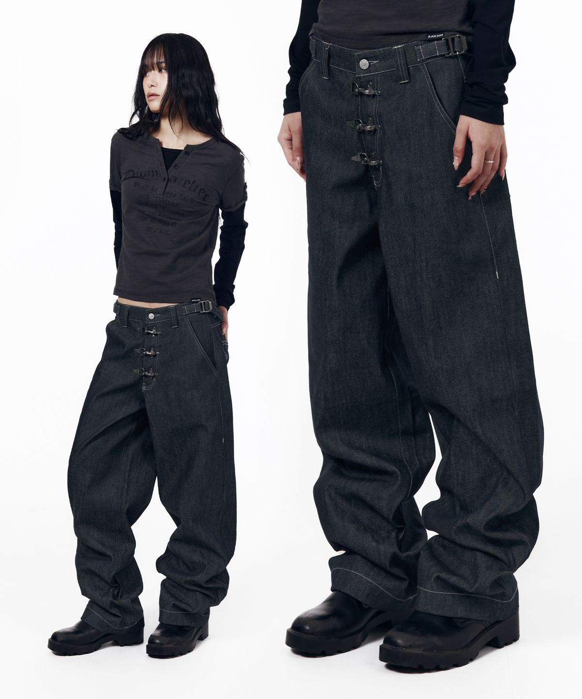 아캄(AAKAM) Fireman Hook Denim Pants (Blue)