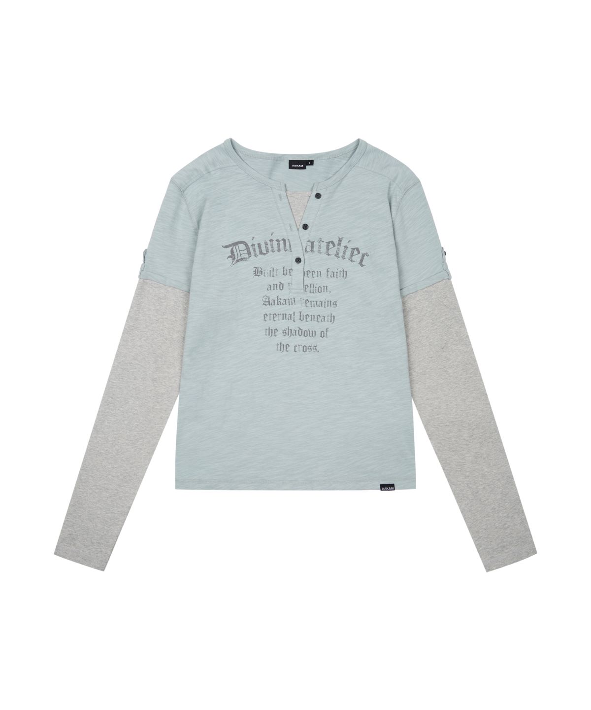 아캄(AAKAM) Henry Neck Layered Long Sleeve (Sky Blue)