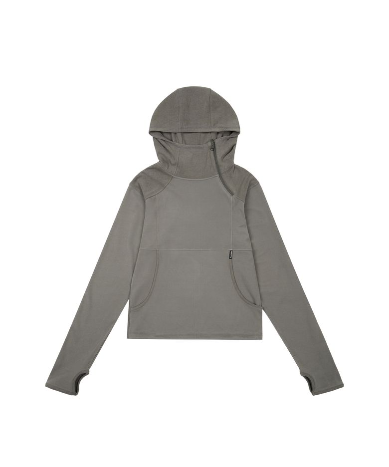 Fleece Utility Hooded Long Sleeve (Gray)