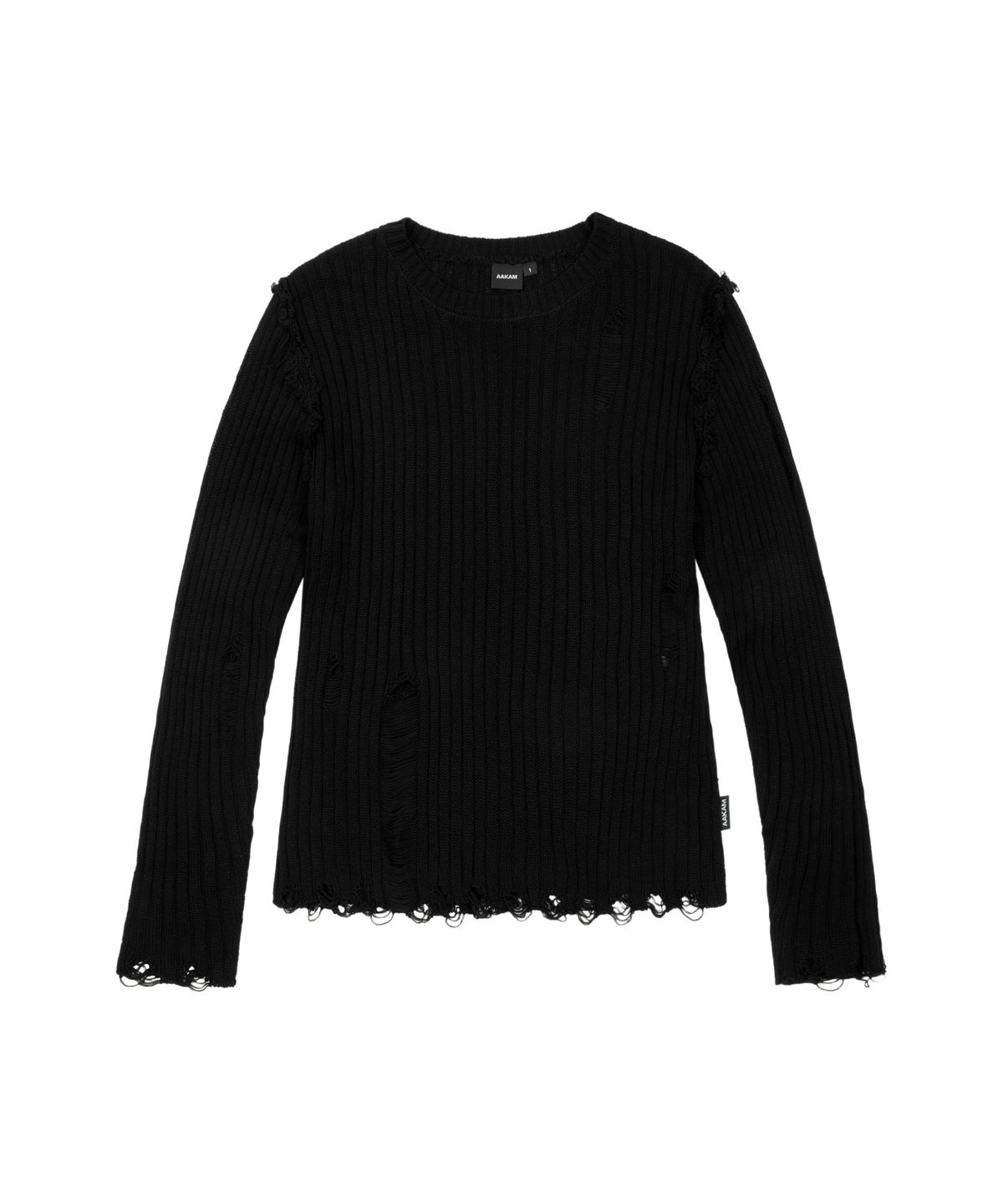 아캄(AAKAM) Destroyed Knit Sweater (Black)