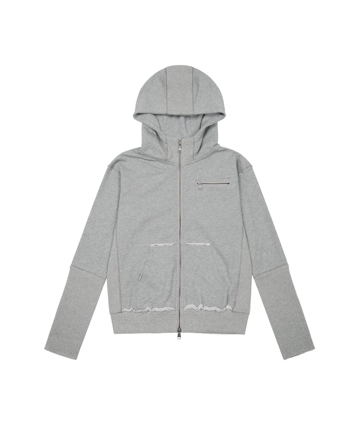 아캄(AAKAM) Waffle Sleeve Hoodie Zip-Up (Gray)