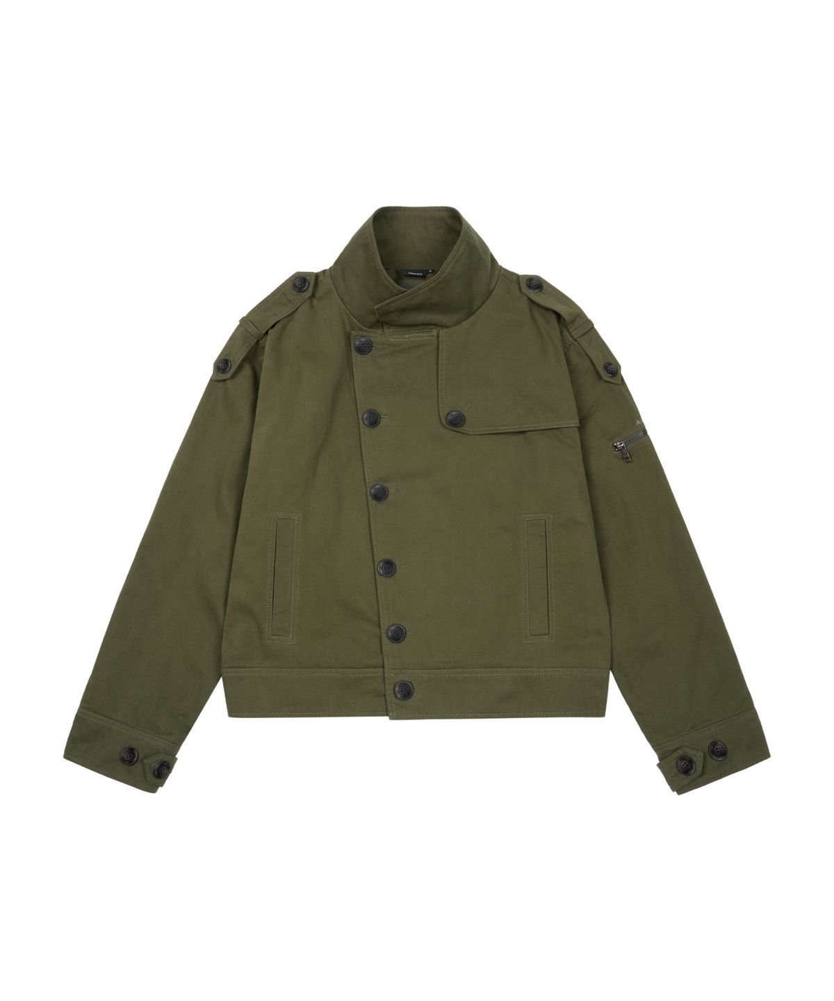 아캄(AAKAM) High Neck Trench Jacket (Khaki)