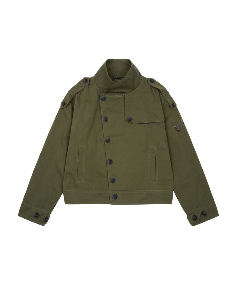 High Neck Trench Jacket (Khaki)