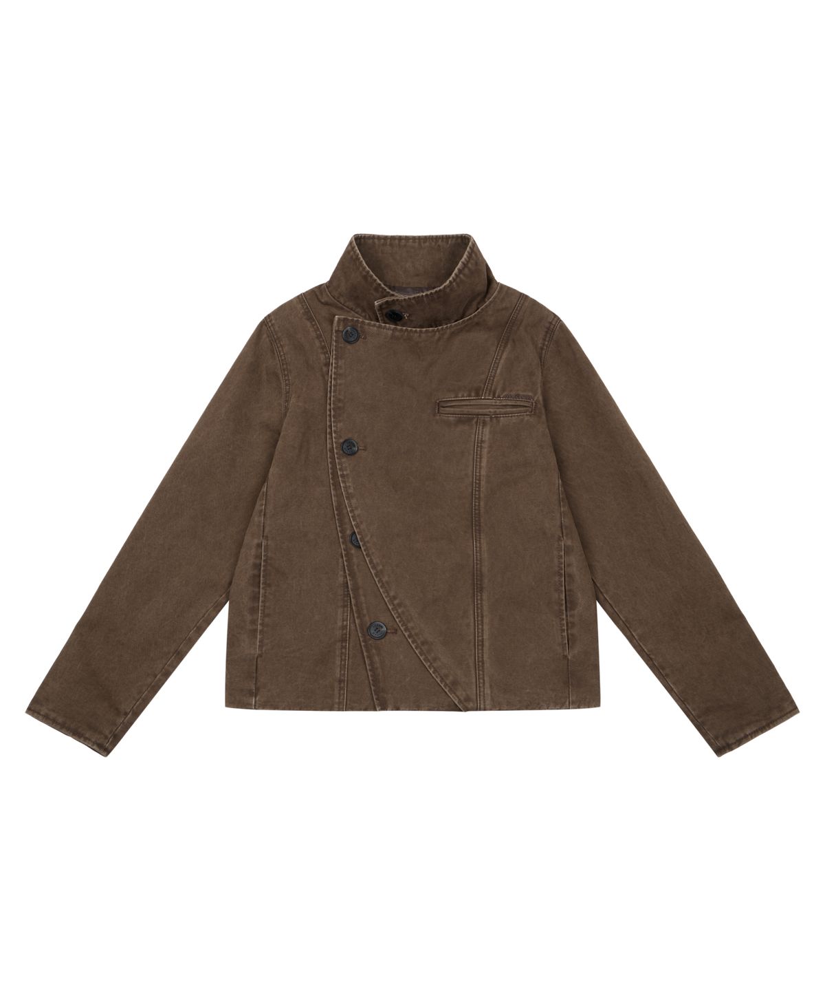 아캄(AAKAM) High Neck Wrap Jacket (Brown)