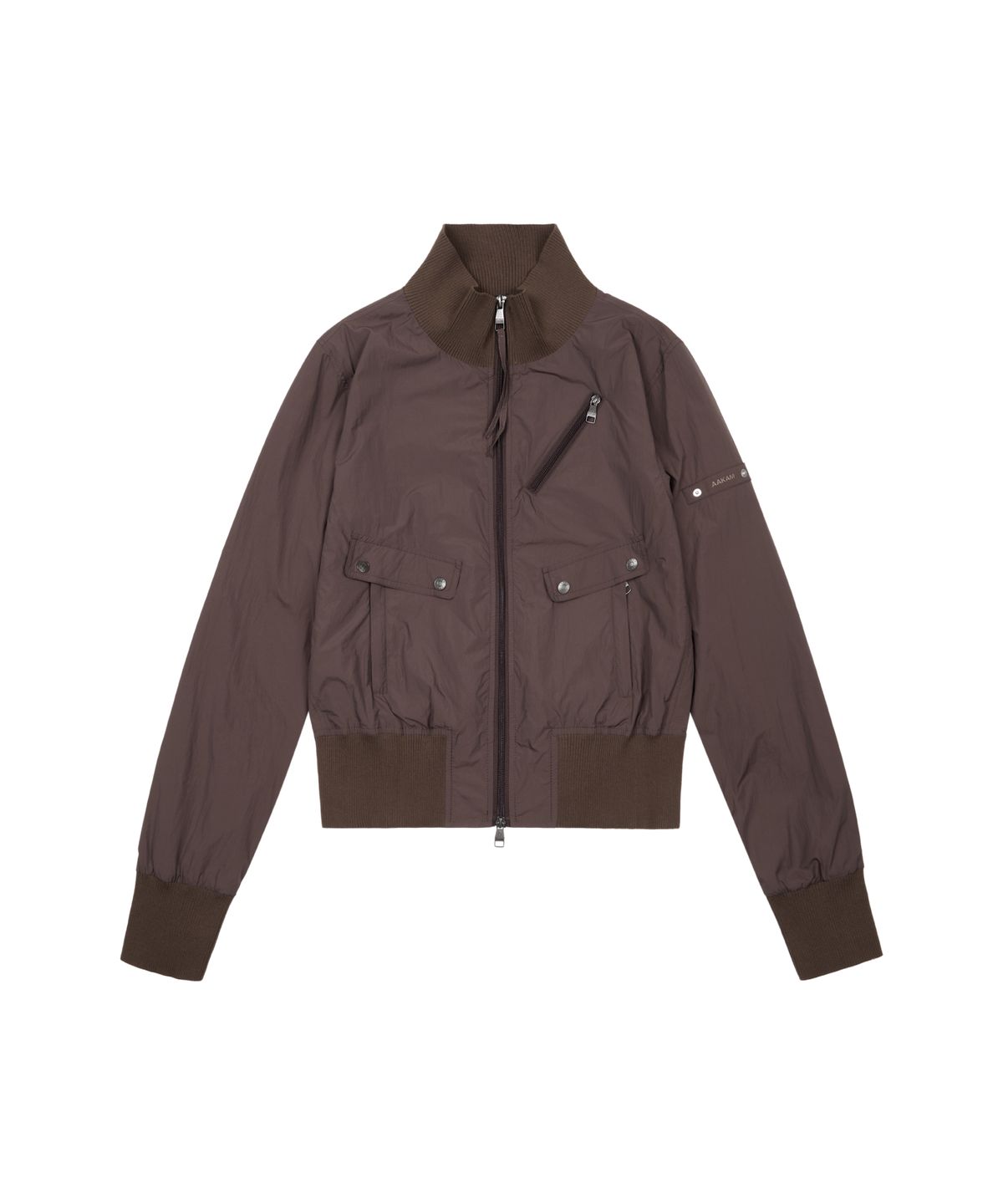 아캄(AAKAM) High Neck Nylon Blouson (Brown)