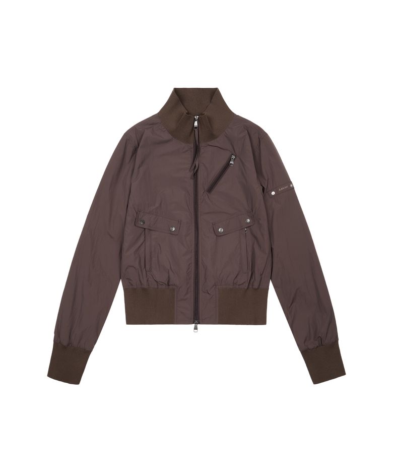 High Neck Nylon Blouson (Brown)