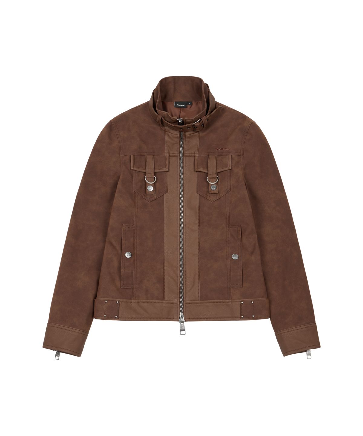 아캄(AAKAM) Mixed Leather Jacket (Brown)