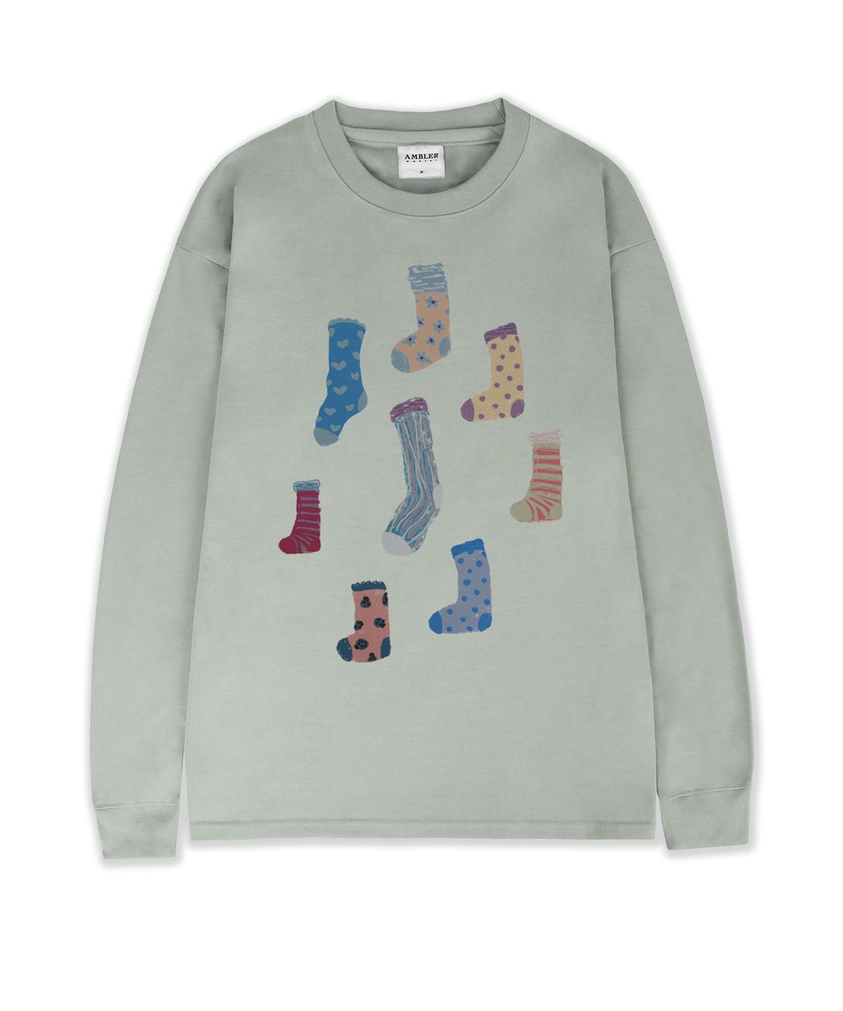 엠블러(AMBLER) Palette Socks 그래픽 롱슬리브 AJS306 (그린)
