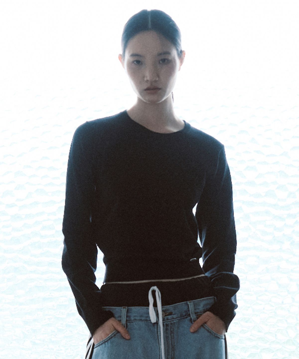 나우앤투모로우(NOWANDTOMORROW) W CROP PULLOVER SWEATER [BLACK]