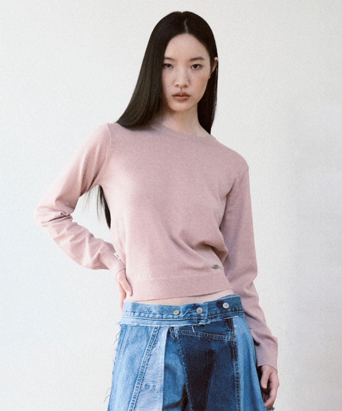 나우앤투모로우(NOWANDTOMORROW) W CROP PULLOVER SWEATER [PINK]