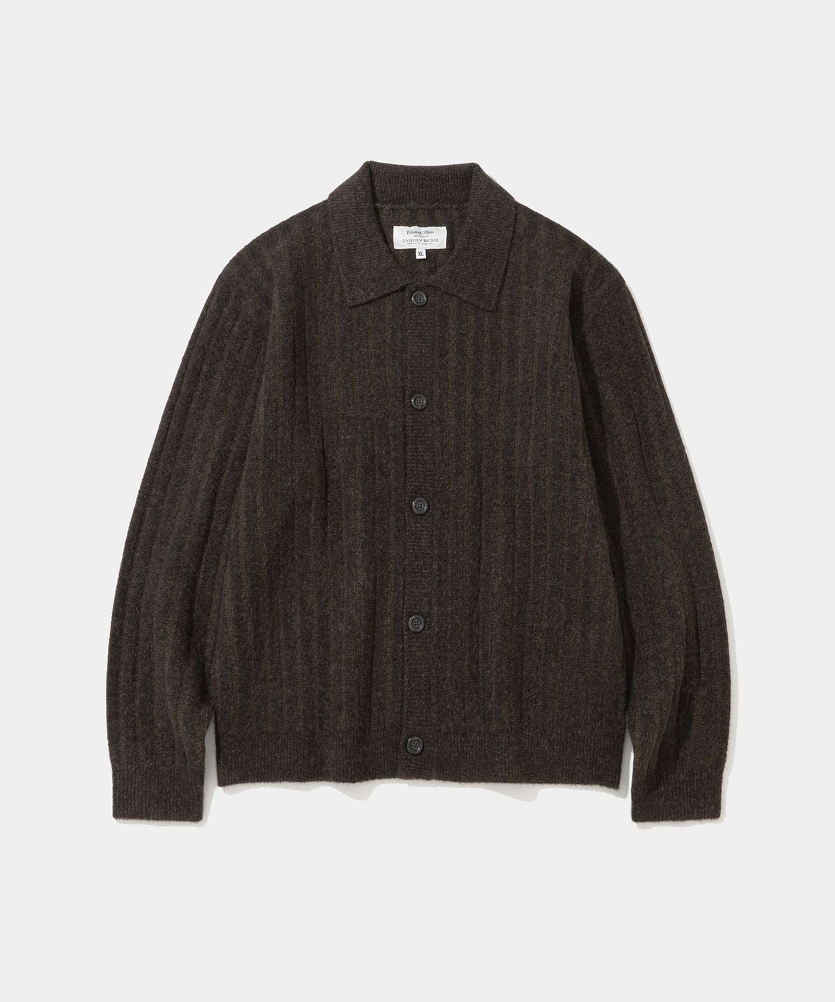 유니폼브릿지(UNIFORM BRIDGE) collar knit cardigan dark brown