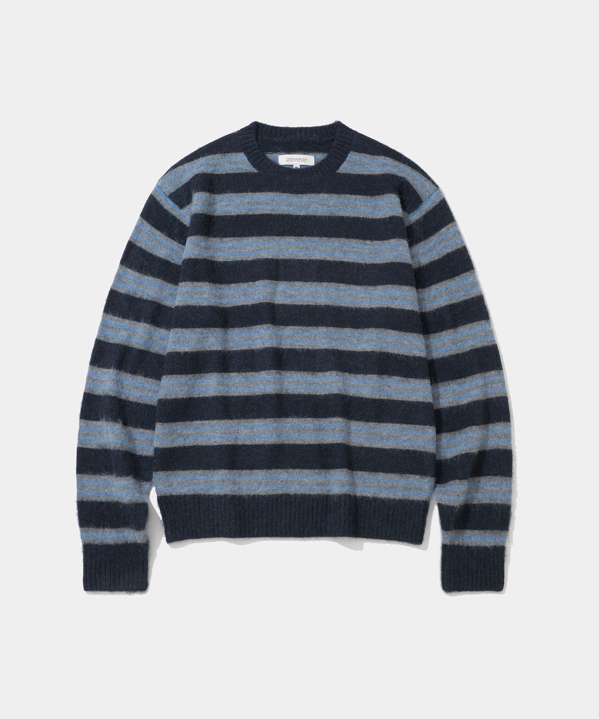 유니폼브릿지(UNIFORM BRIDGE) stripe hairy knit navy