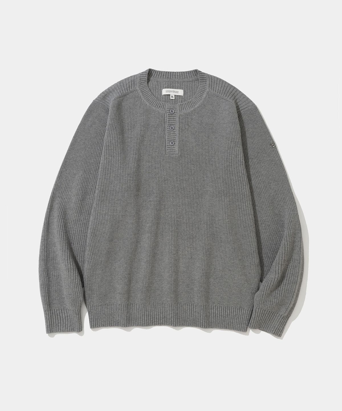 유니폼브릿지(UNIFORM BRIDGE) henley neck knit melange grey