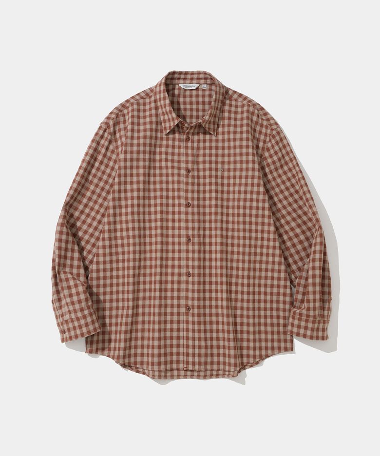 gingham check shirt coral pink
